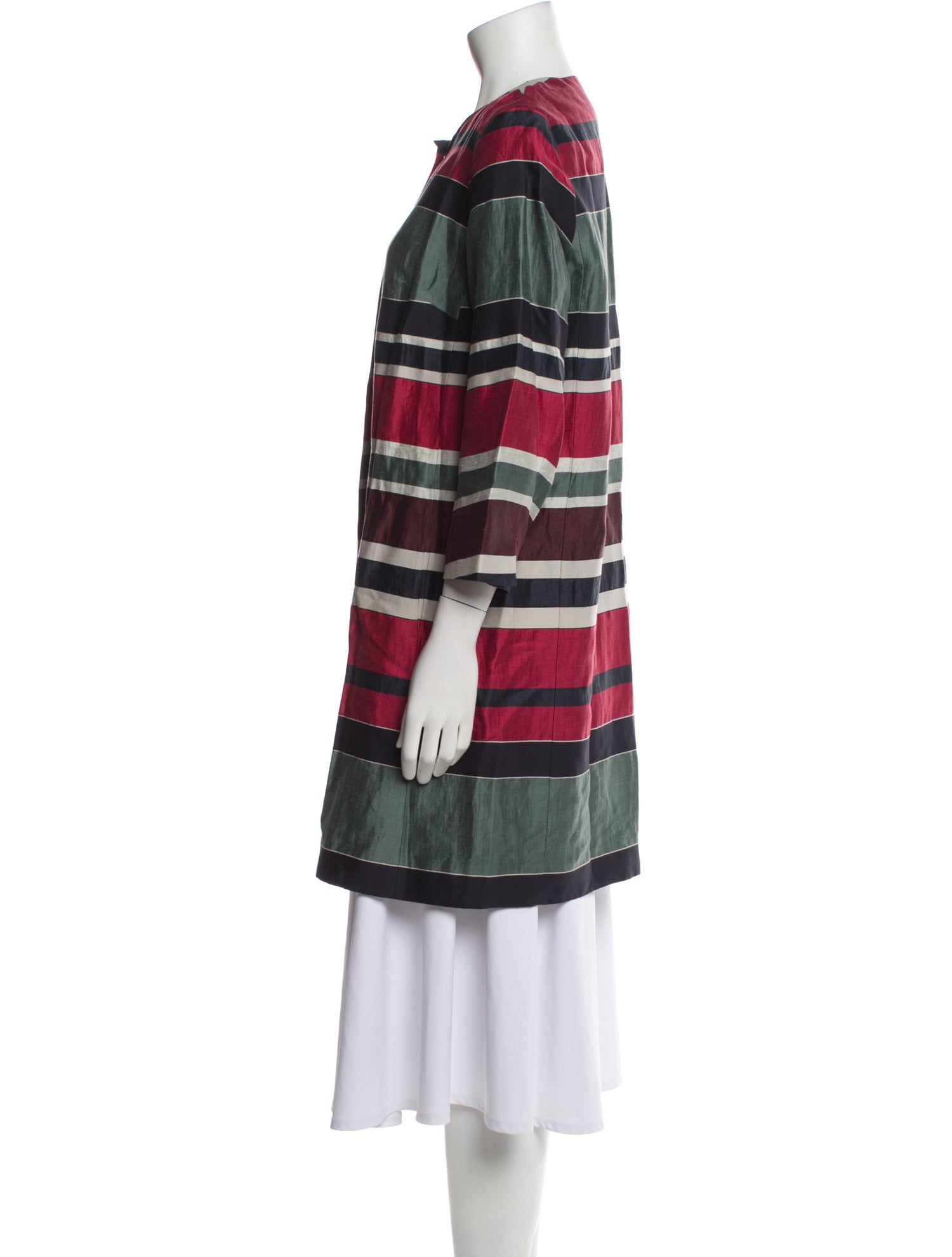 Weekend Max Mara Linen Colorblock Pattern Trench Coat