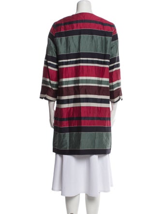 Weekend Max Mara Linen Colorblock Pattern Trench Coat