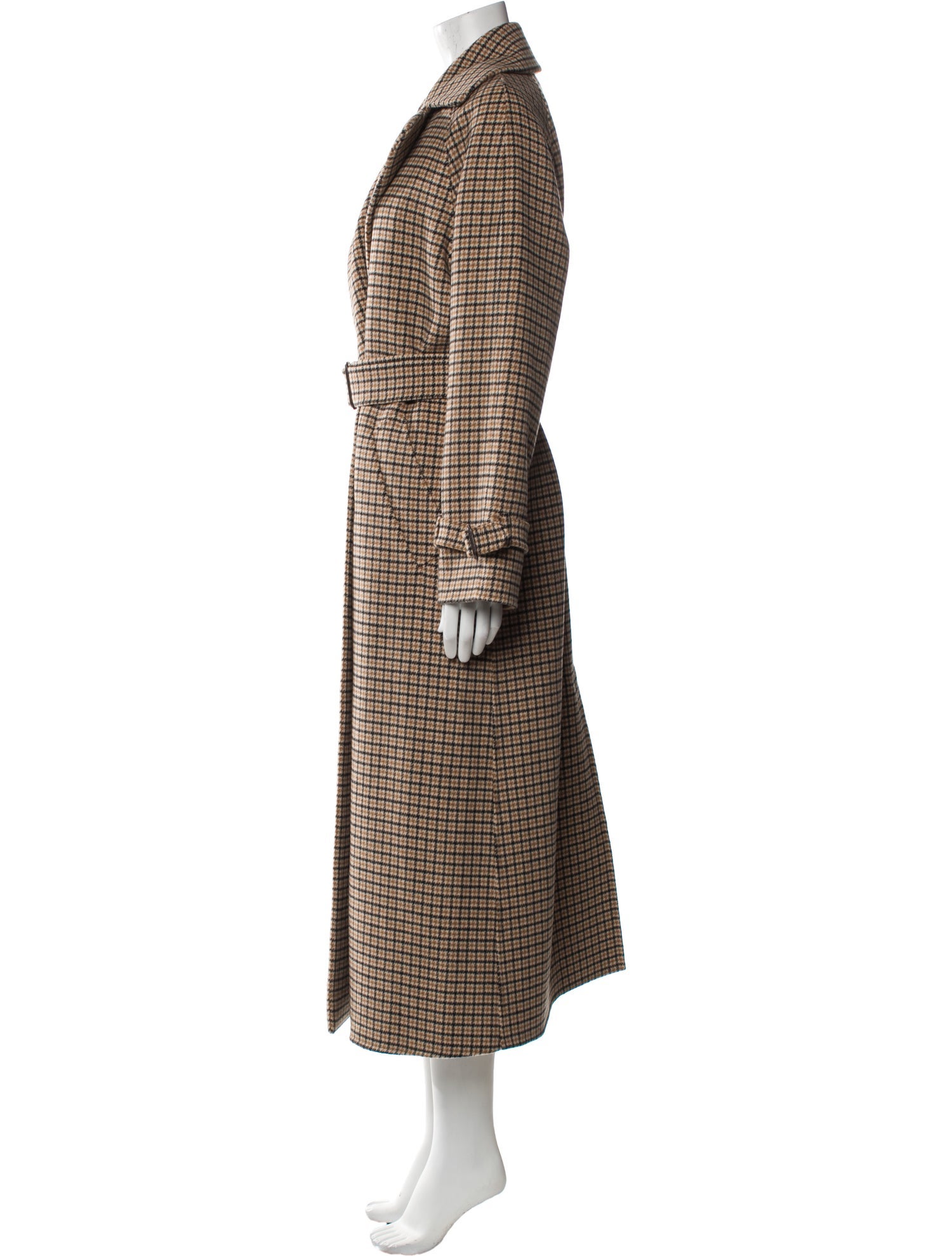 Weekend Max Mara Virgin Wool Houndstooth Print Trench Coat w/ Tags