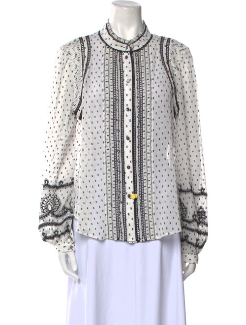 Weekend Max Mara Printed Mock Neck Button-Up Top