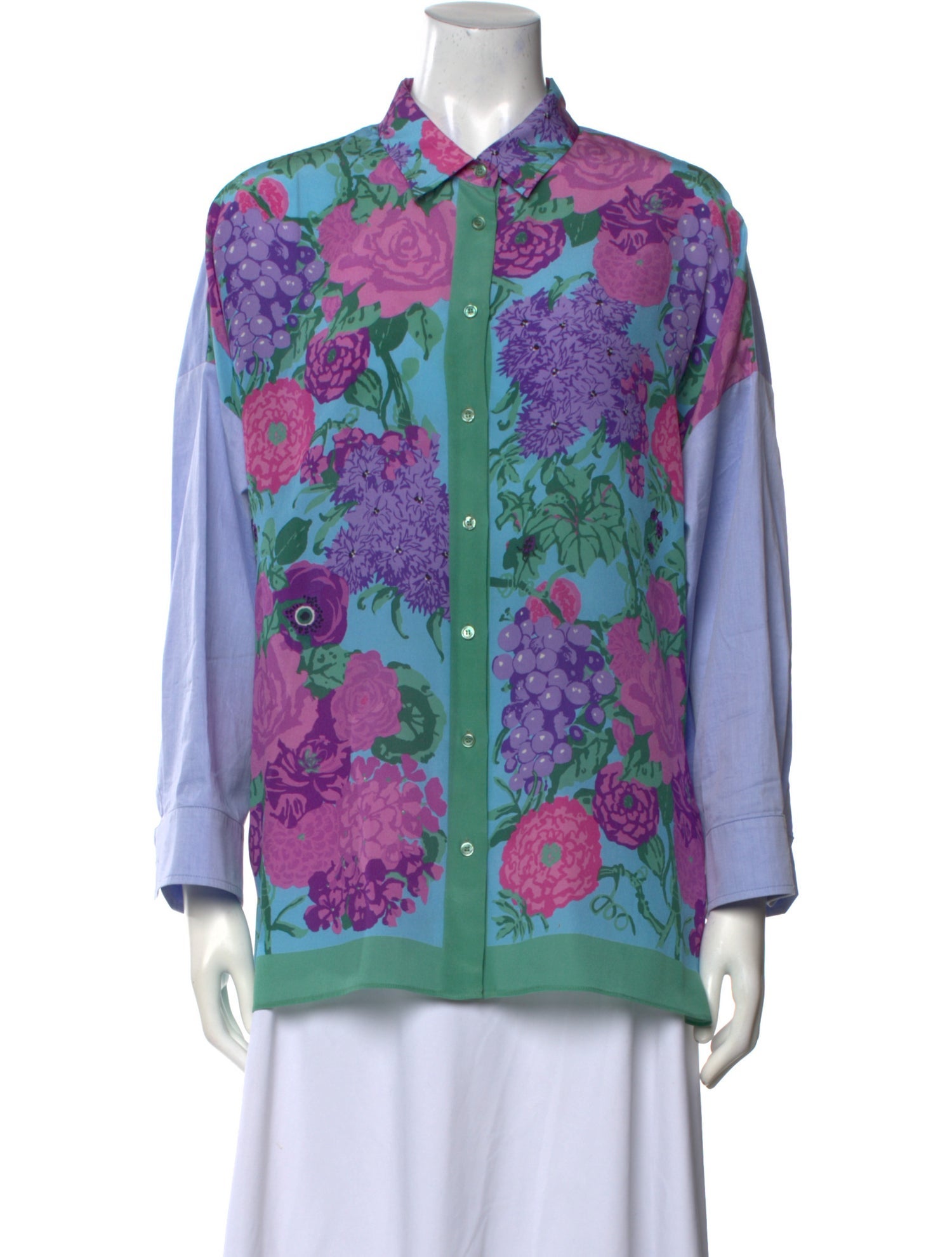 Weekend Max Mara Floral Print Long Sleeve Button-Up Top