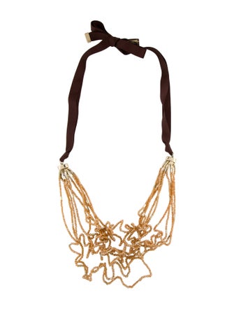 Weekend Max Mara Bead & Ribbon Collar Necklace