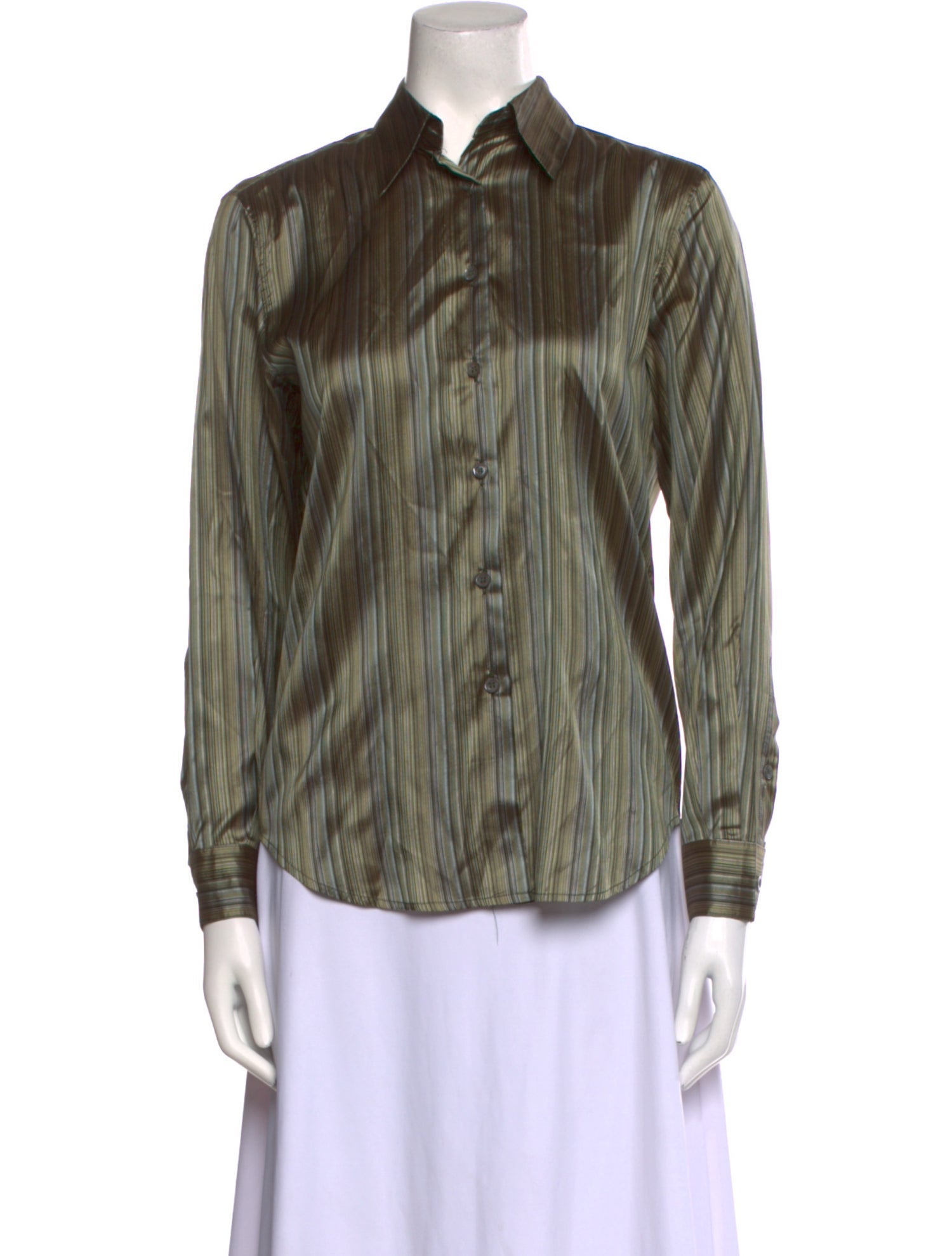 Weekend Max Mara Silk Striped Button-Up Top