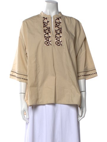 Weekend Max Mara Tops V-Neck Three-Quarter Sleeve Blouse L