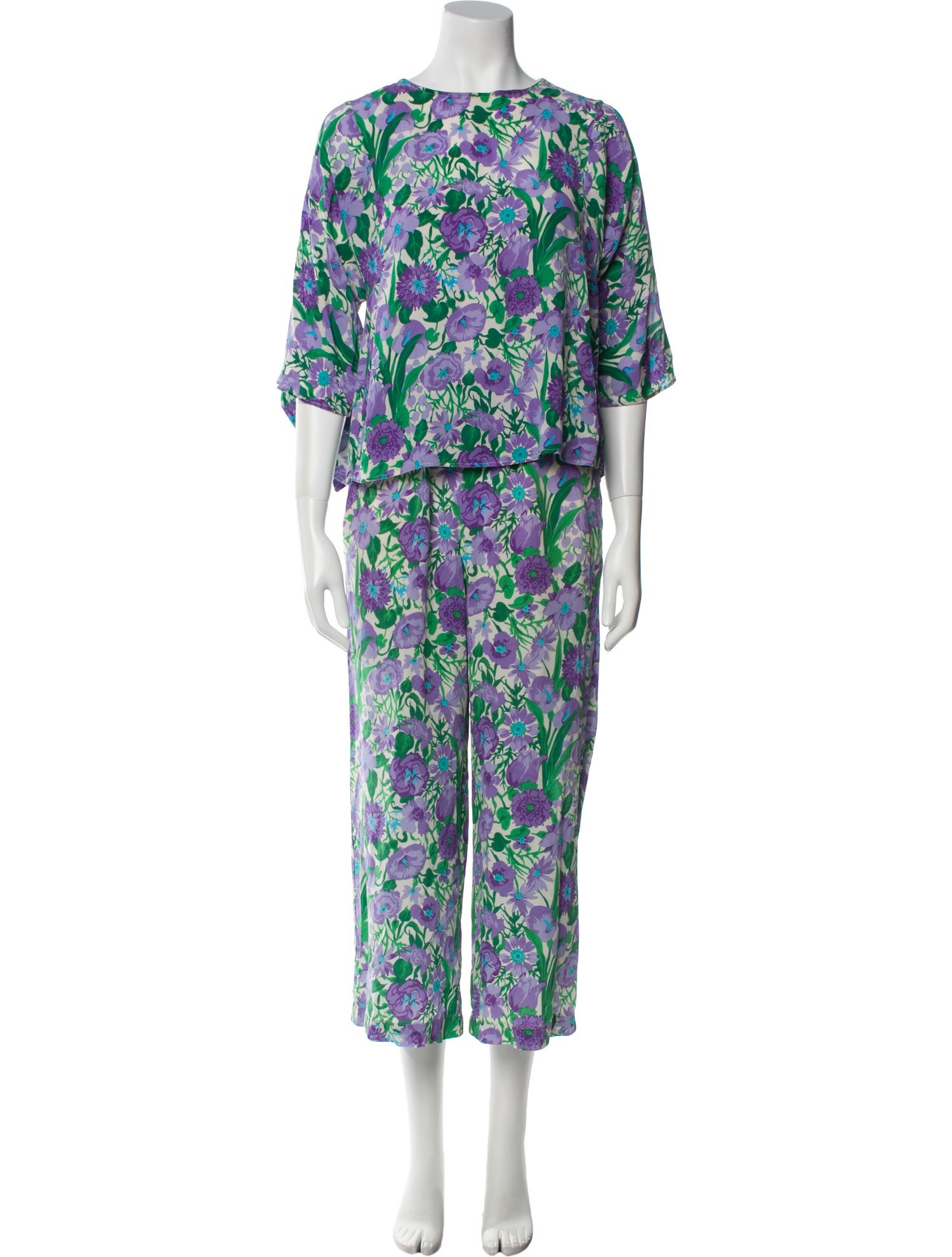 Weekend Max Mara Silk Floral Print Pant Set