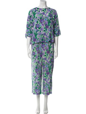 Weekend Max Mara Suits and Sets Silk Floral Print Pant Set S
