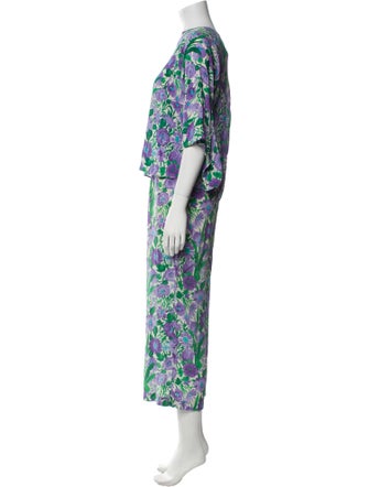 Weekend Max Mara Silk Floral Print Pant Set