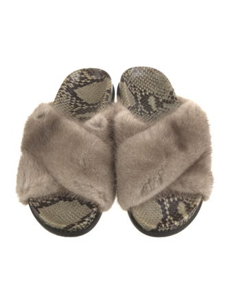 Weekend Max Mara Shearling Animal Print Slides