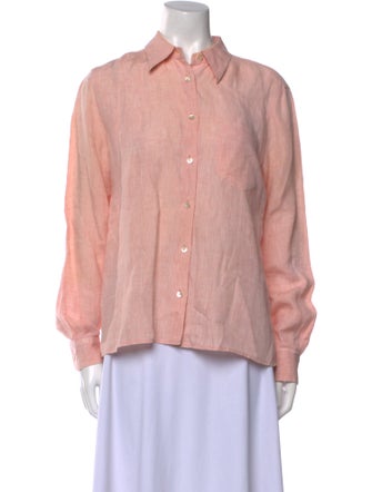 Weekend Max Mara Linen Long Sleeve Button-Up Top