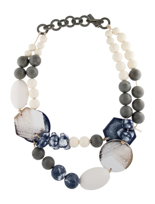 Weekend Max Mara Wood & Bead Double Strand Necklace