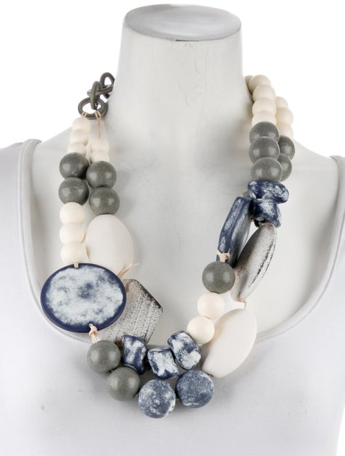 Weekend Max Mara Wood & Bead Double Strand Necklace