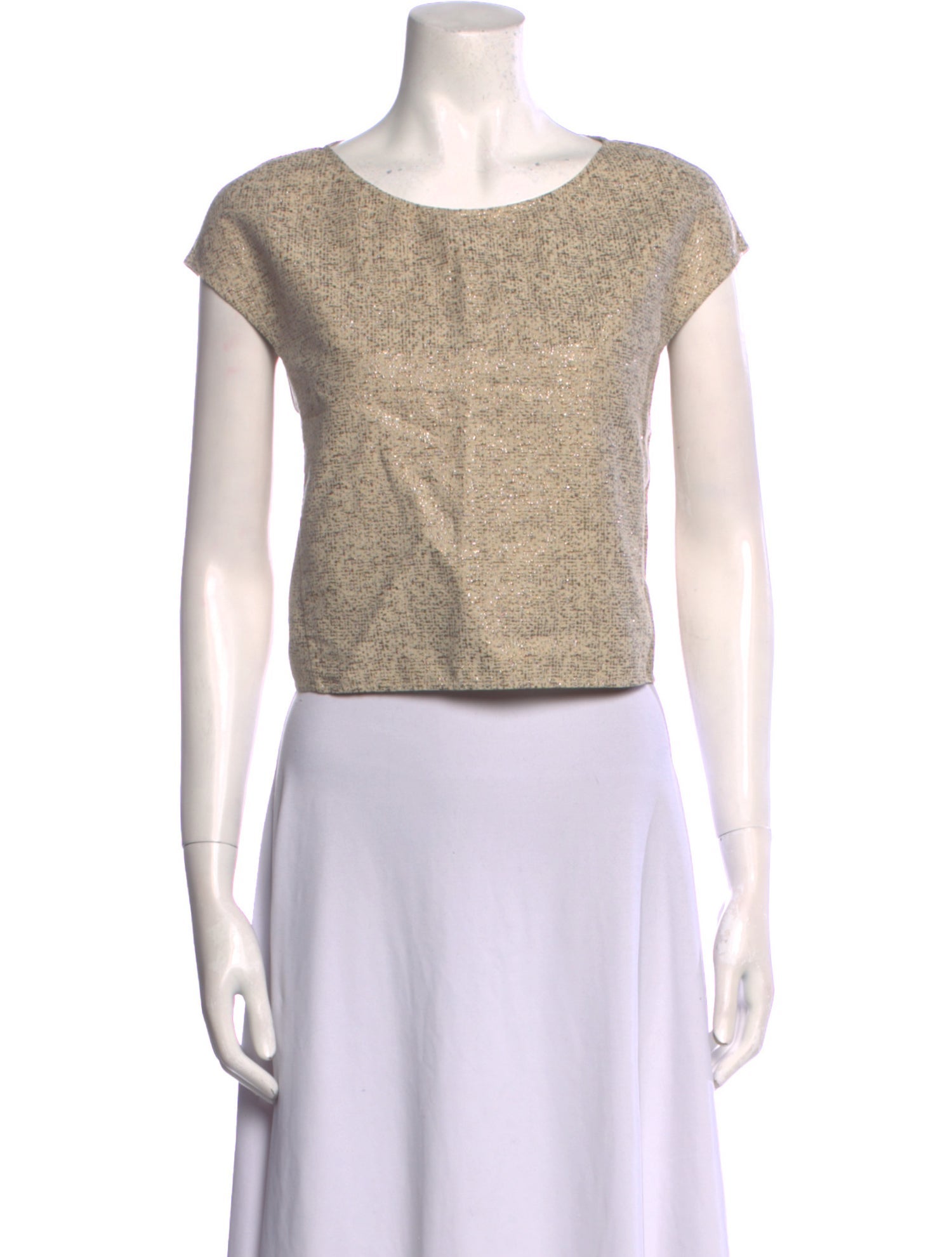 Weekend Max Mara Bateau Neckline Short Sleeve Crop Top