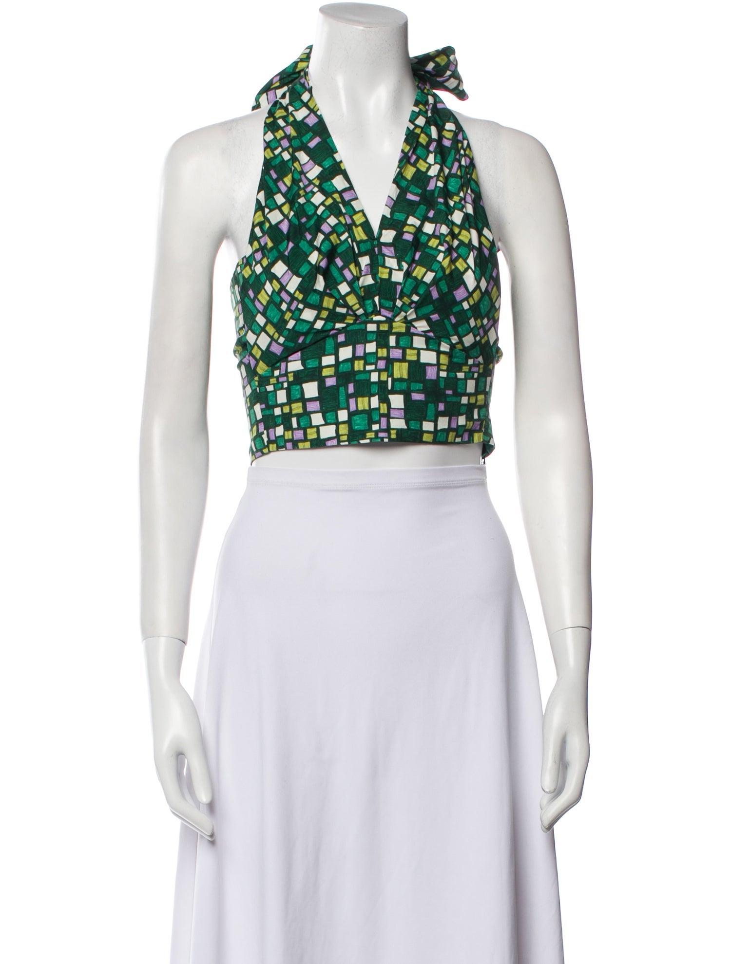 Weekend Max Mara Printed V-Neck Crop Top