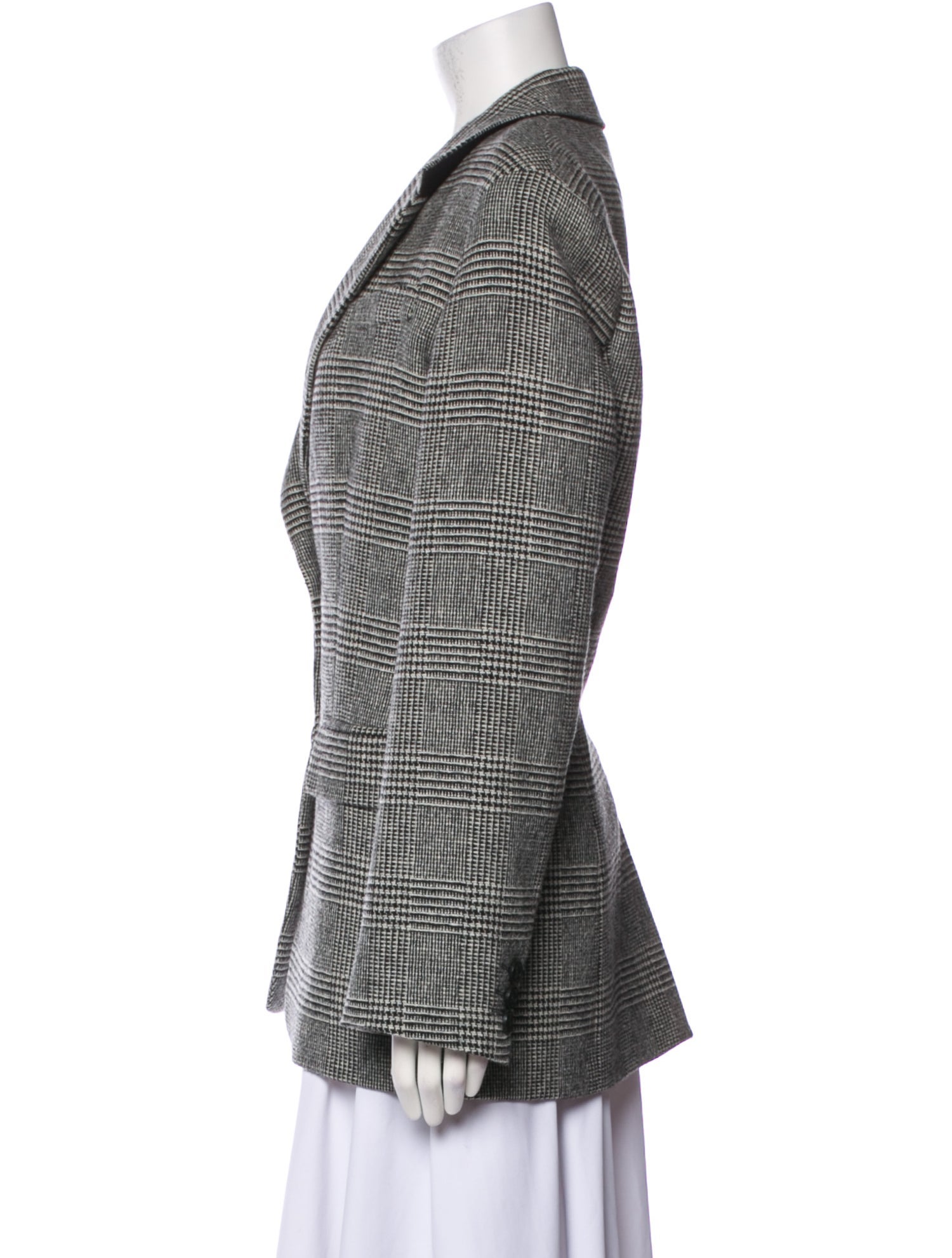 Weekend Max Mara Virgin Wool Plaid Print Blazer