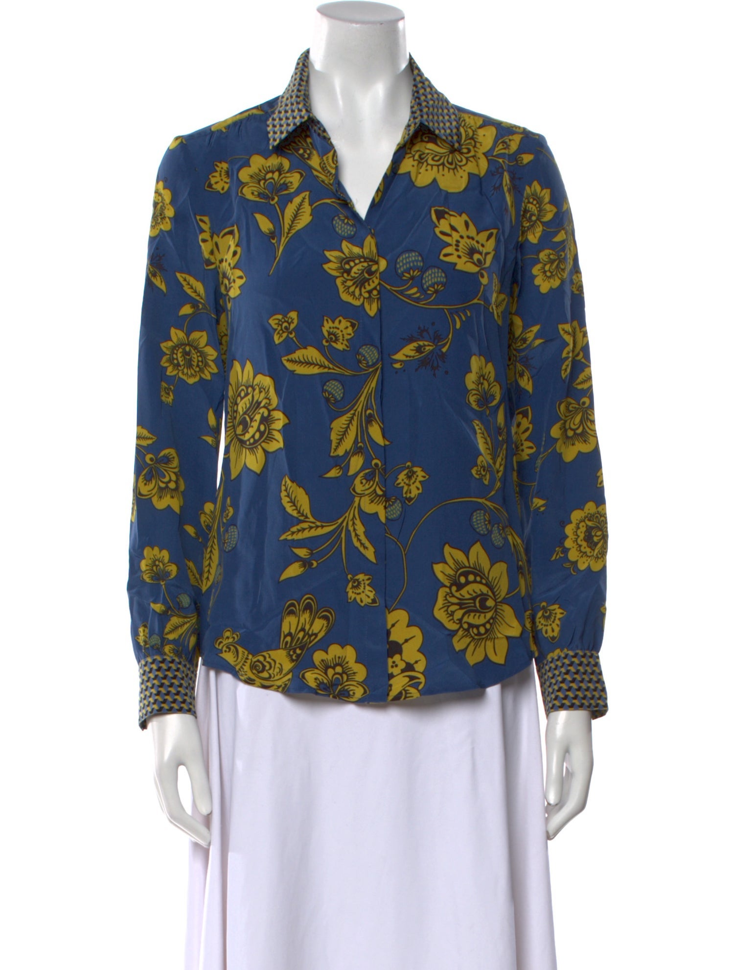 Weekend Max Mara Silk Floral Print Button-Up Top
