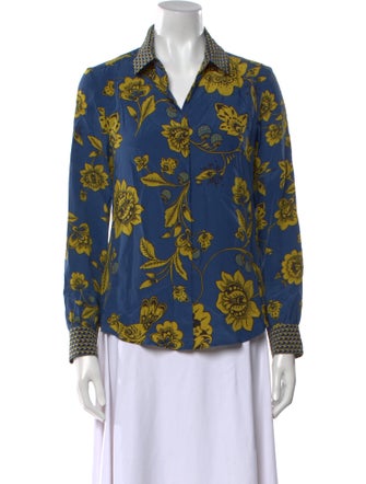 Weekend Max Mara Silk Floral Print Button-Up Top