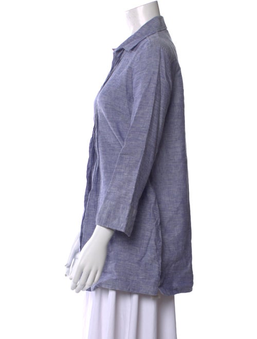 Weekend Max Mara Linen Three-Quarter Sleeve Button-Up Top