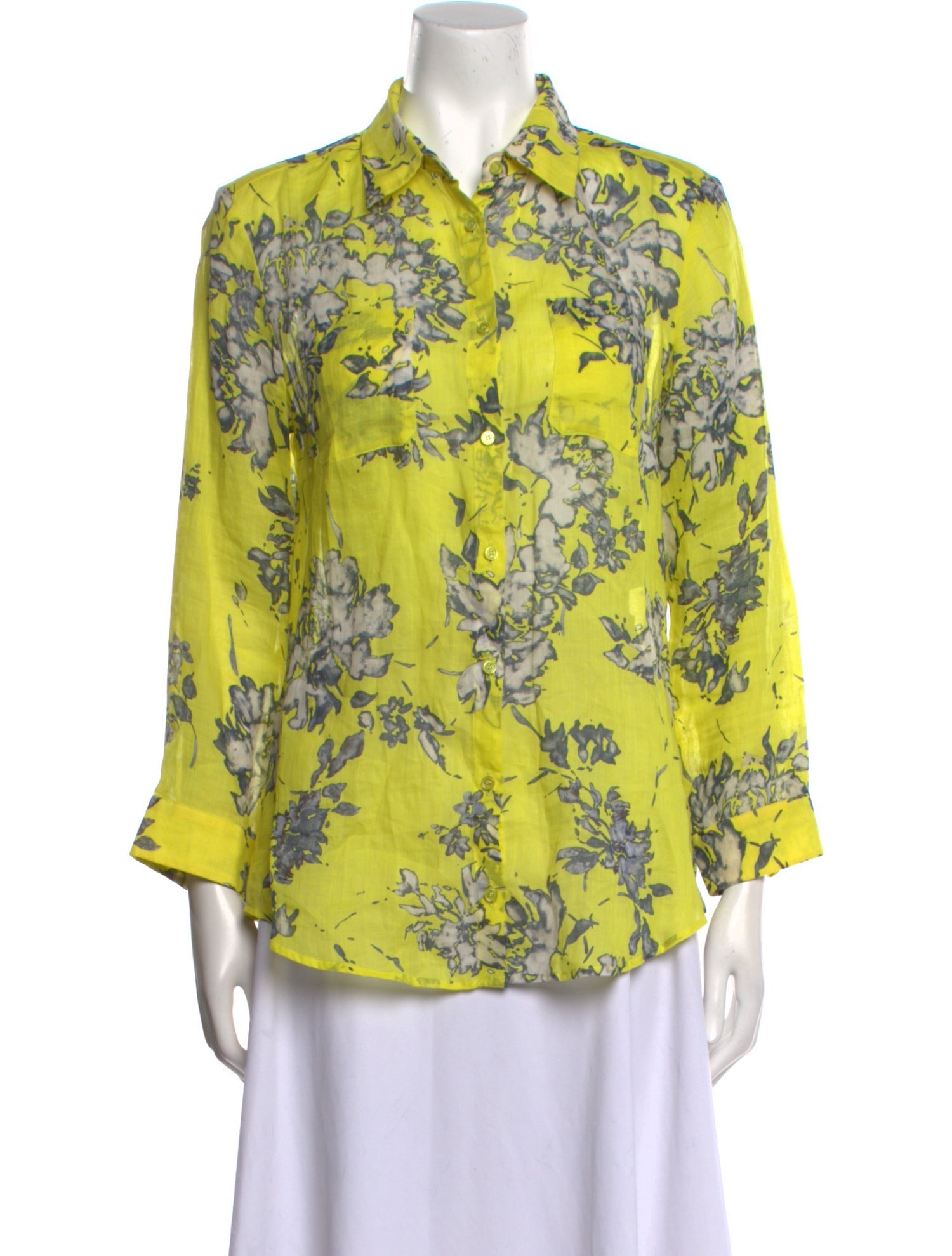 Weekend Max Mara Floral Print Three-Quarter Sleeve Button-Up Top