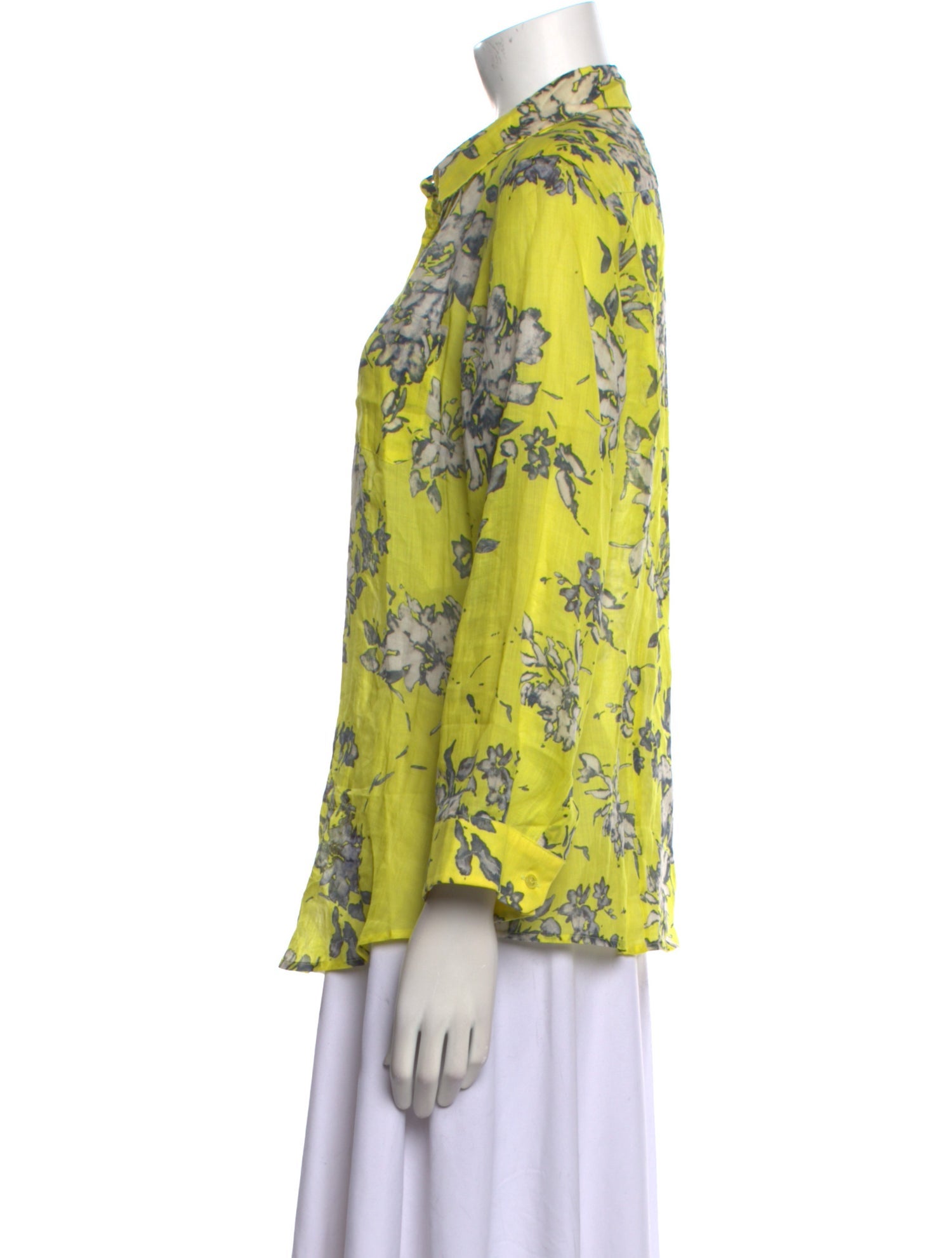 Weekend Max Mara Floral Print Three-Quarter Sleeve Button-Up Top