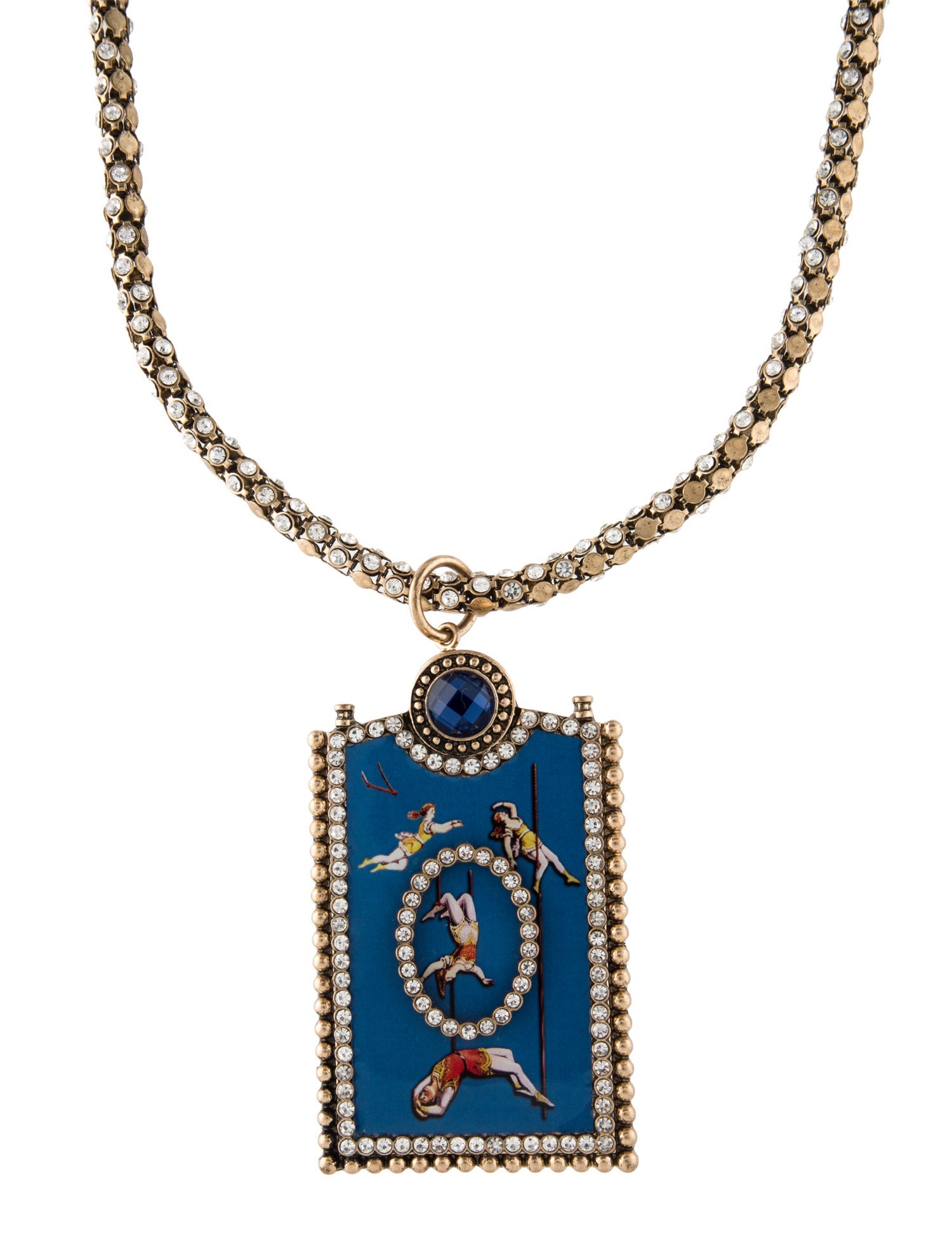 Weekend Max Mara Crystal Embellished Tandem Brooch Pendant Necklace