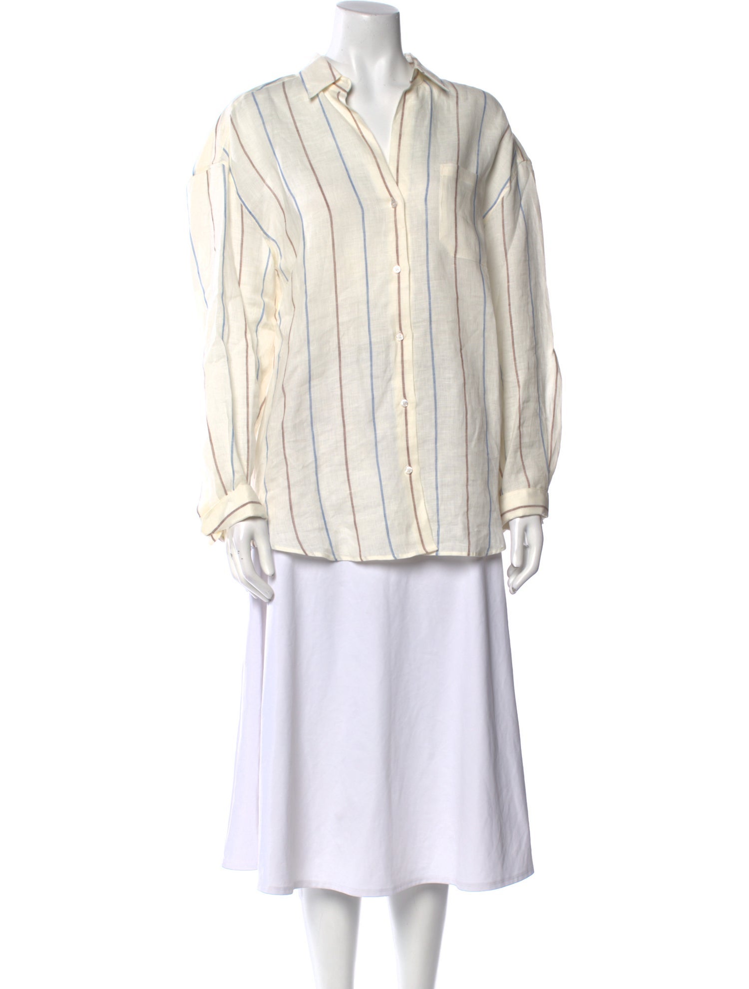 Weekend Max Mara Linen Striped Button-Up Top