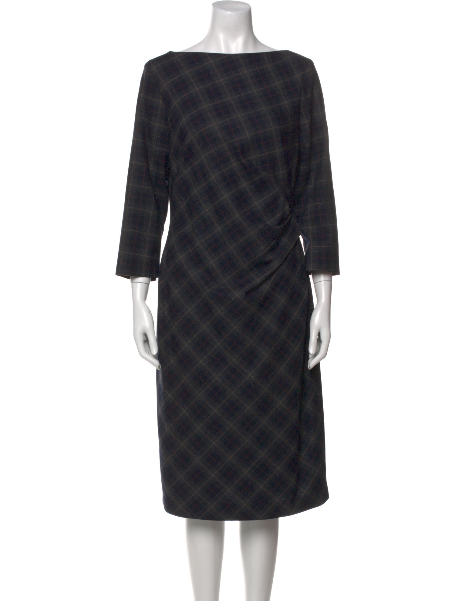 Weekend Max Mara Plaid Print Midi Length Dress