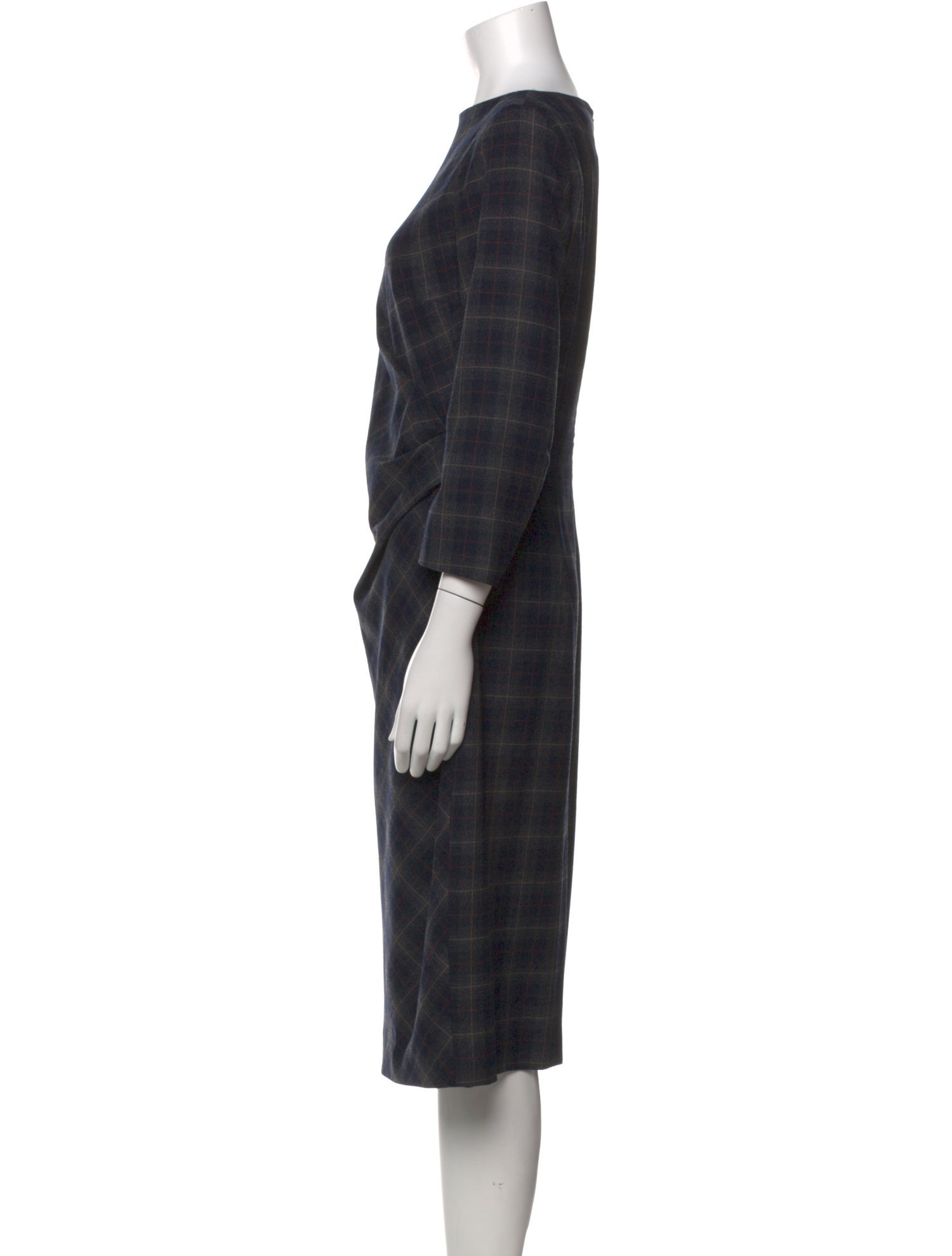 Weekend Max Mara Plaid Print Midi Length Dress