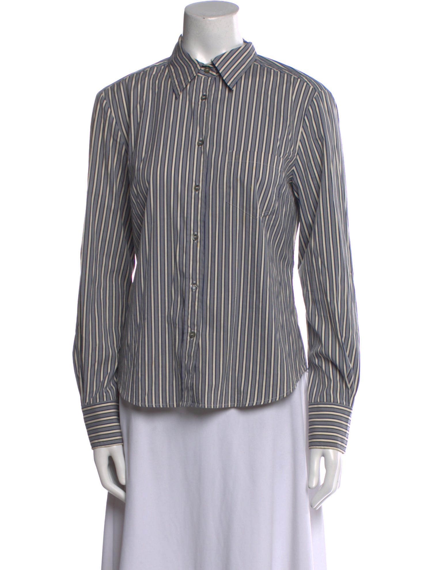 Weekend Max Mara Striped Long Sleeve Button-Up Top