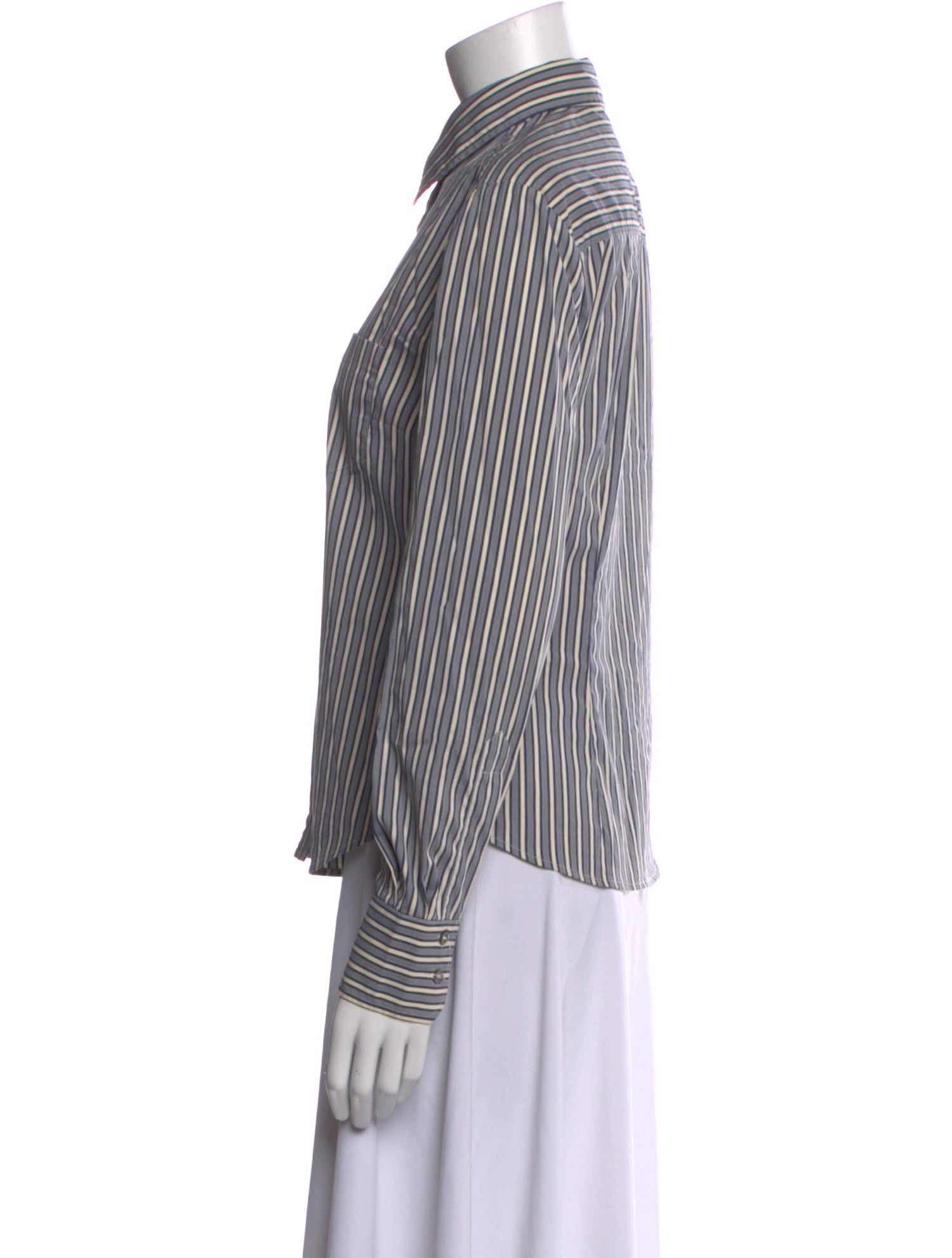 Weekend Max Mara Striped Long Sleeve Button-Up Top