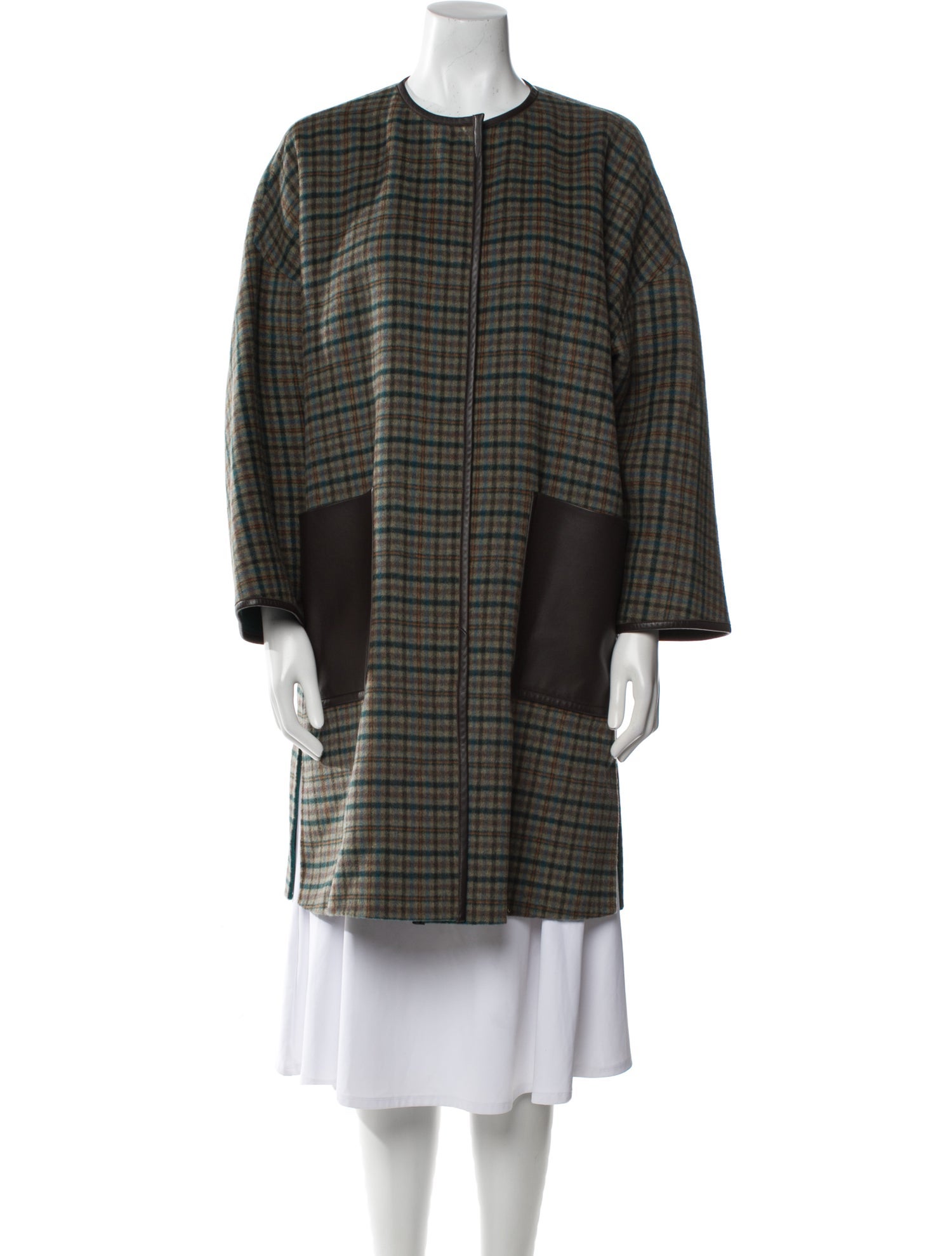 Weekend Max Mara Virgin Wool Plaid Print Coat