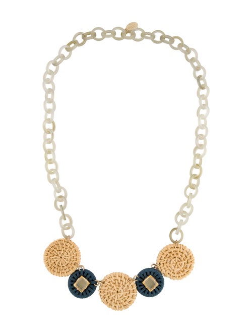 Weekend Max Mara Raffia, Resin, and Crystal Station Necklace