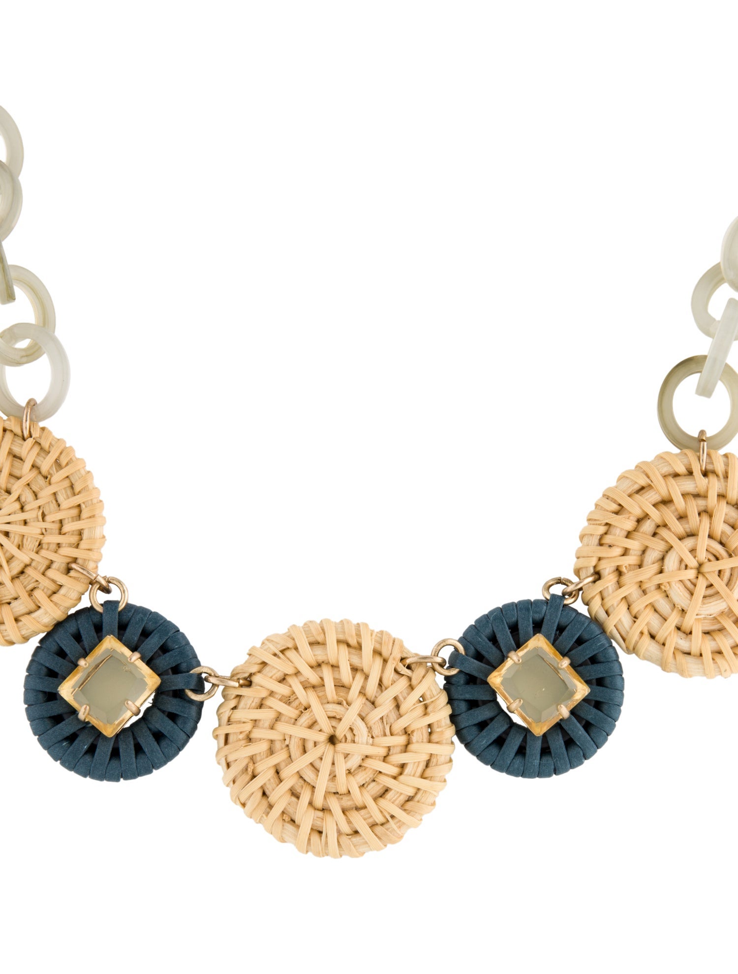 Weekend Max Mara Raffia, Resin, and Crystal Station Necklace