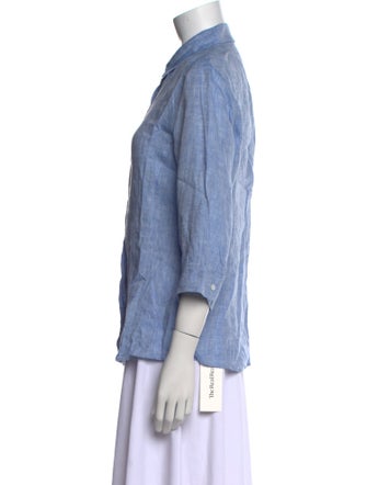 Weekend Max Mara Linen Three-Quarter Sleeve Button-Up Top