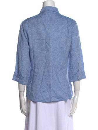 Weekend Max Mara Linen Three-Quarter Sleeve Button-Up Top