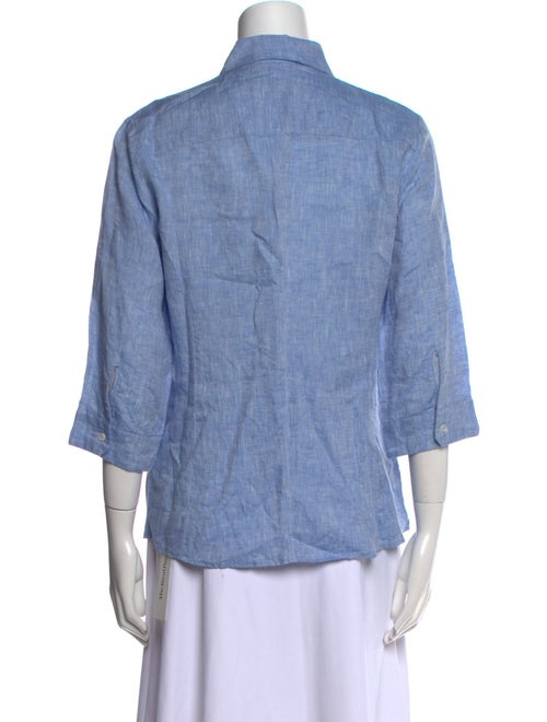 Weekend Max Mara Linen Three-Quarter Sleeve Button-Up Top