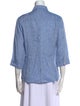 Weekend Max Mara Linen Three-Quarter Sleeve Button-Up Top