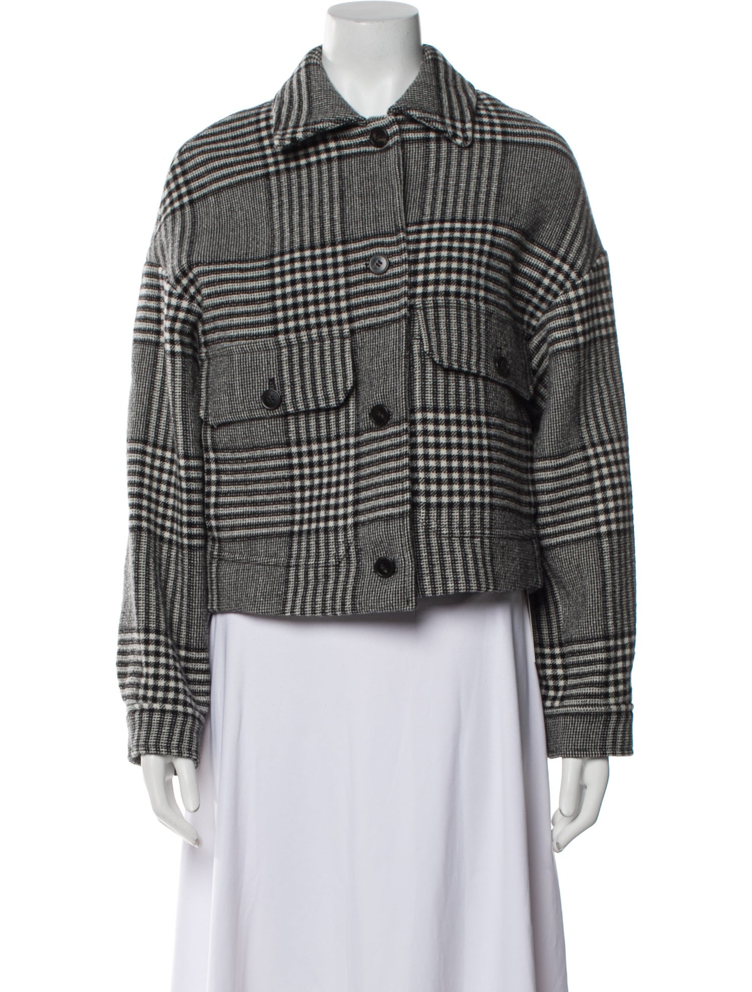 Weekend Max Mara Virgin Wool Plaid Print Blazer
