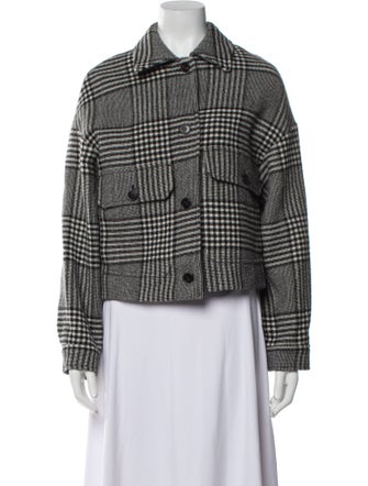Weekend Max Mara Virgin Wool Plaid Print Blazer
