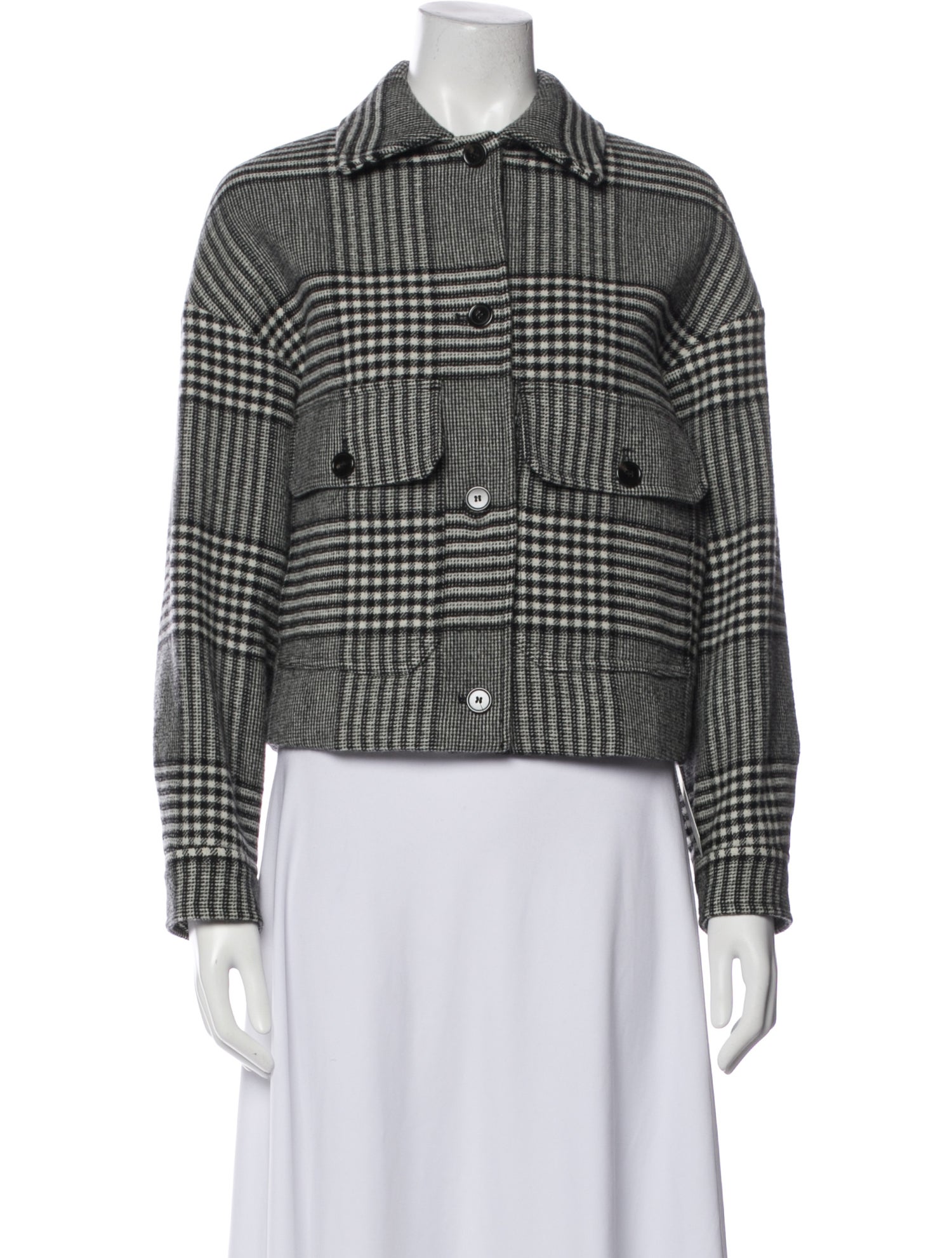 Weekend Max Mara Virgin Wool Plaid Print Blazer