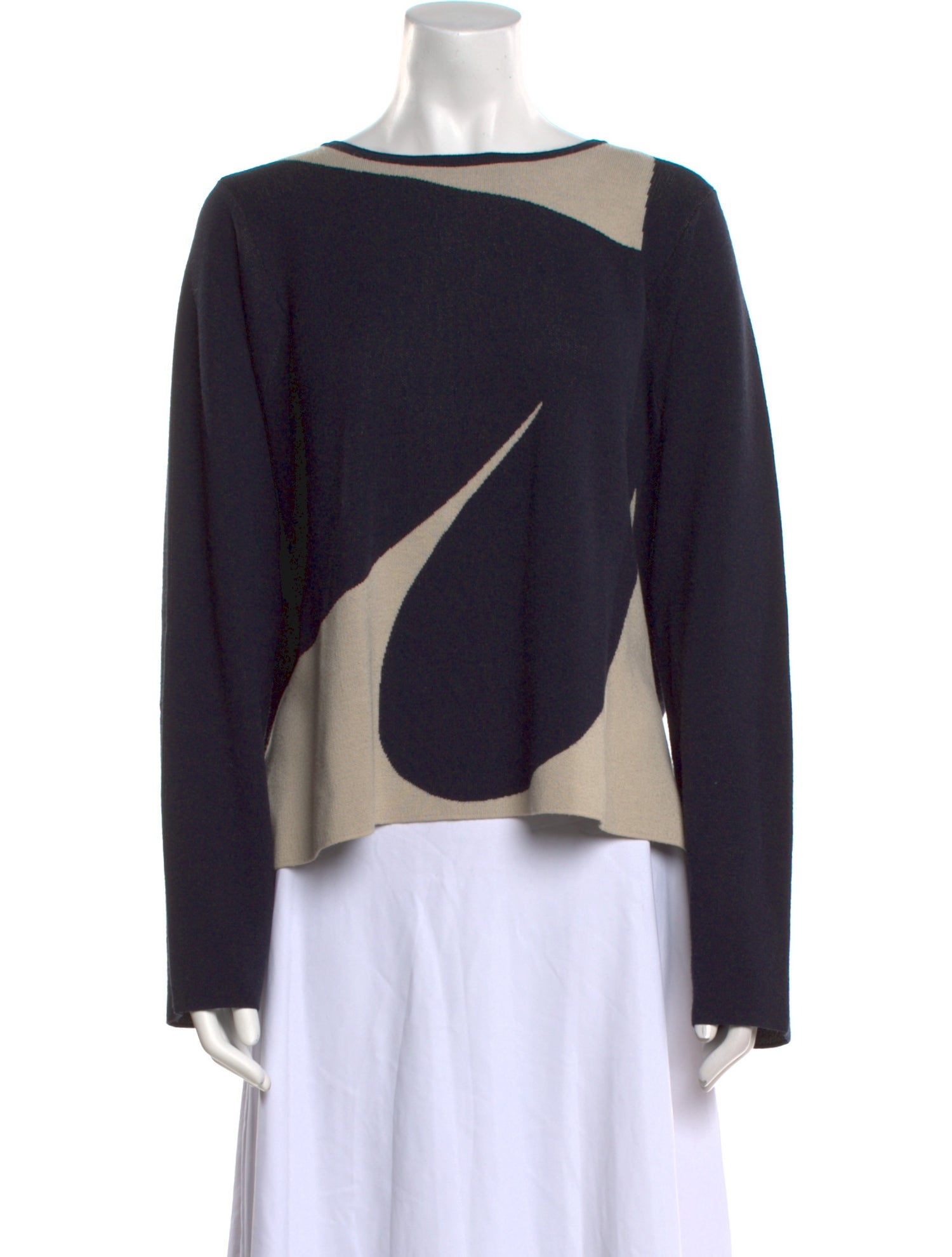 Weekend Max Mara Colorblock Pattern Bateau Neckline Sweater
