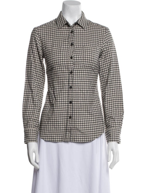 Weekend Max Mara Plaid Print Long Sleeve Button-Up Top