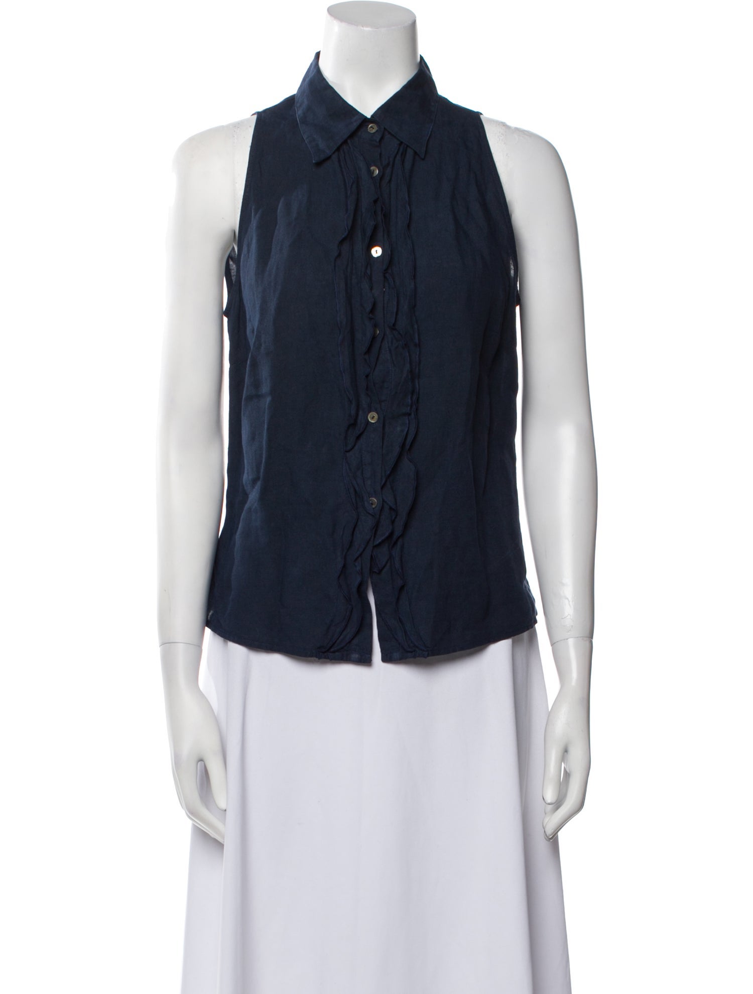Weekend Max Mara Linen Sleeveless Button-Up Top