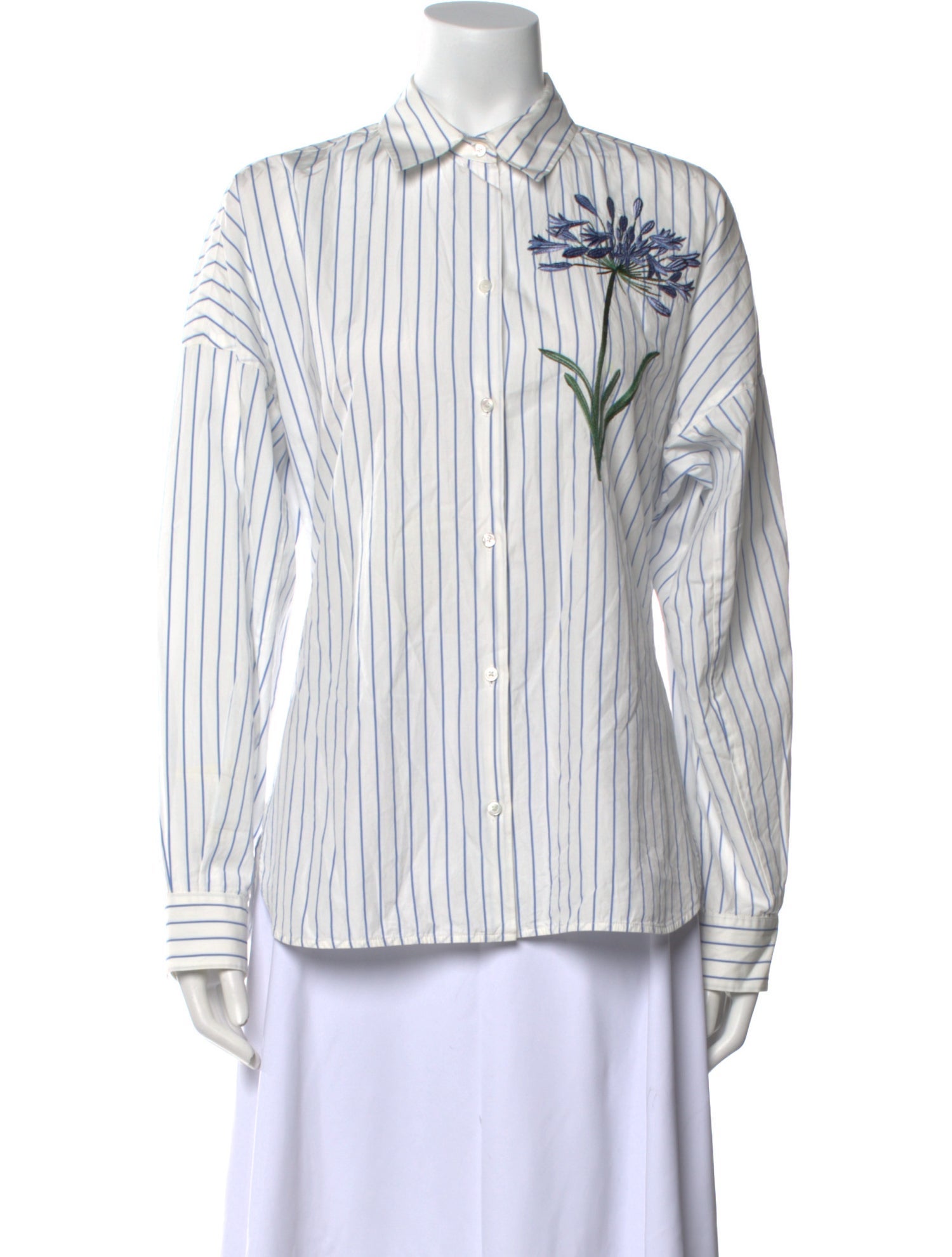 Weekend Max Mara Striped Long Sleeve Button-Up Top