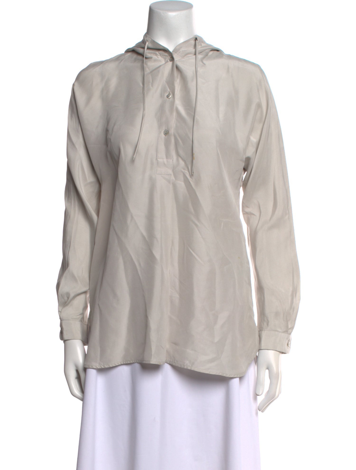Weekend Max Mara Silk Mock Neck Button-Up Top