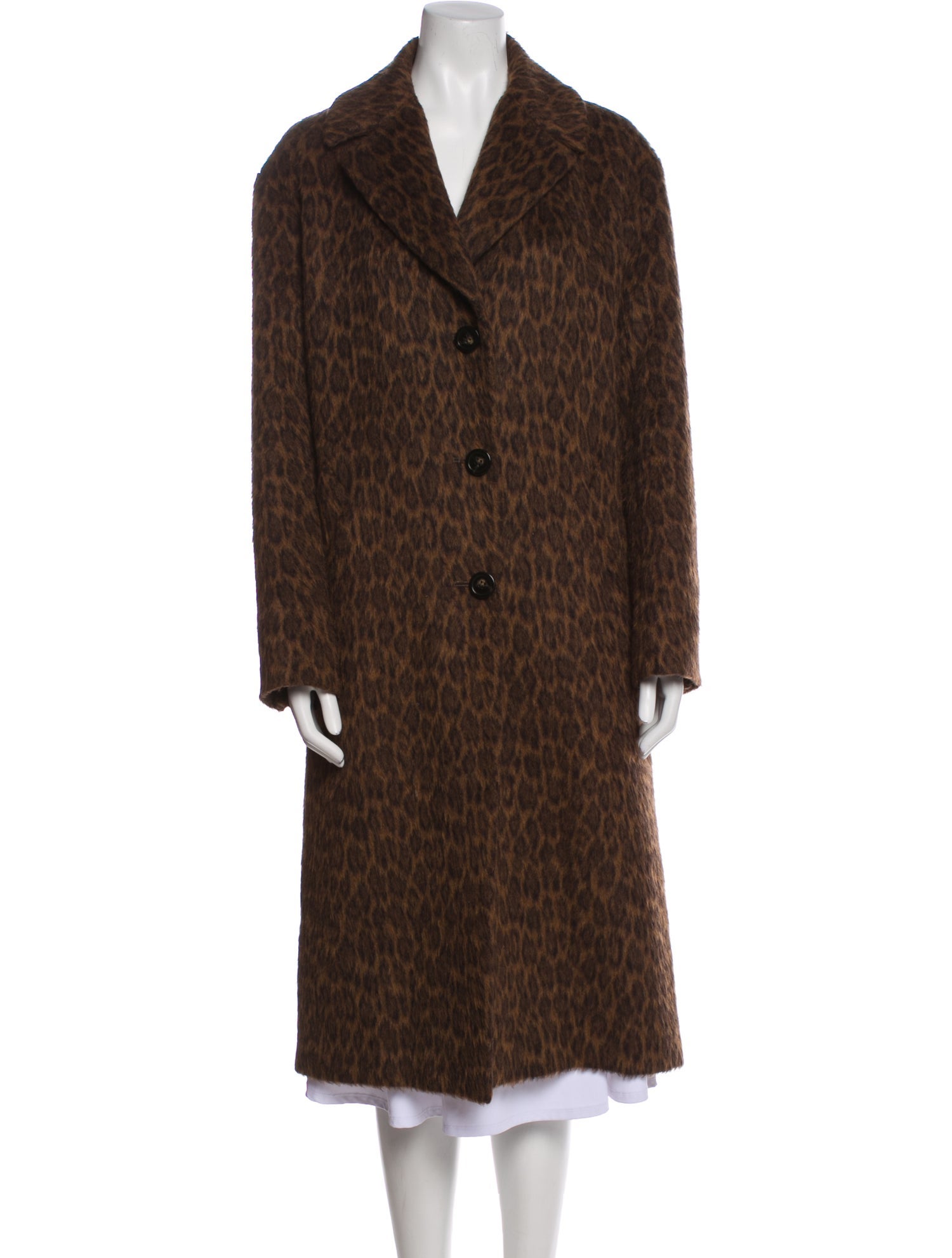 Weekend Max Mara Virgin Wool Animal Print Faux Fur Coat