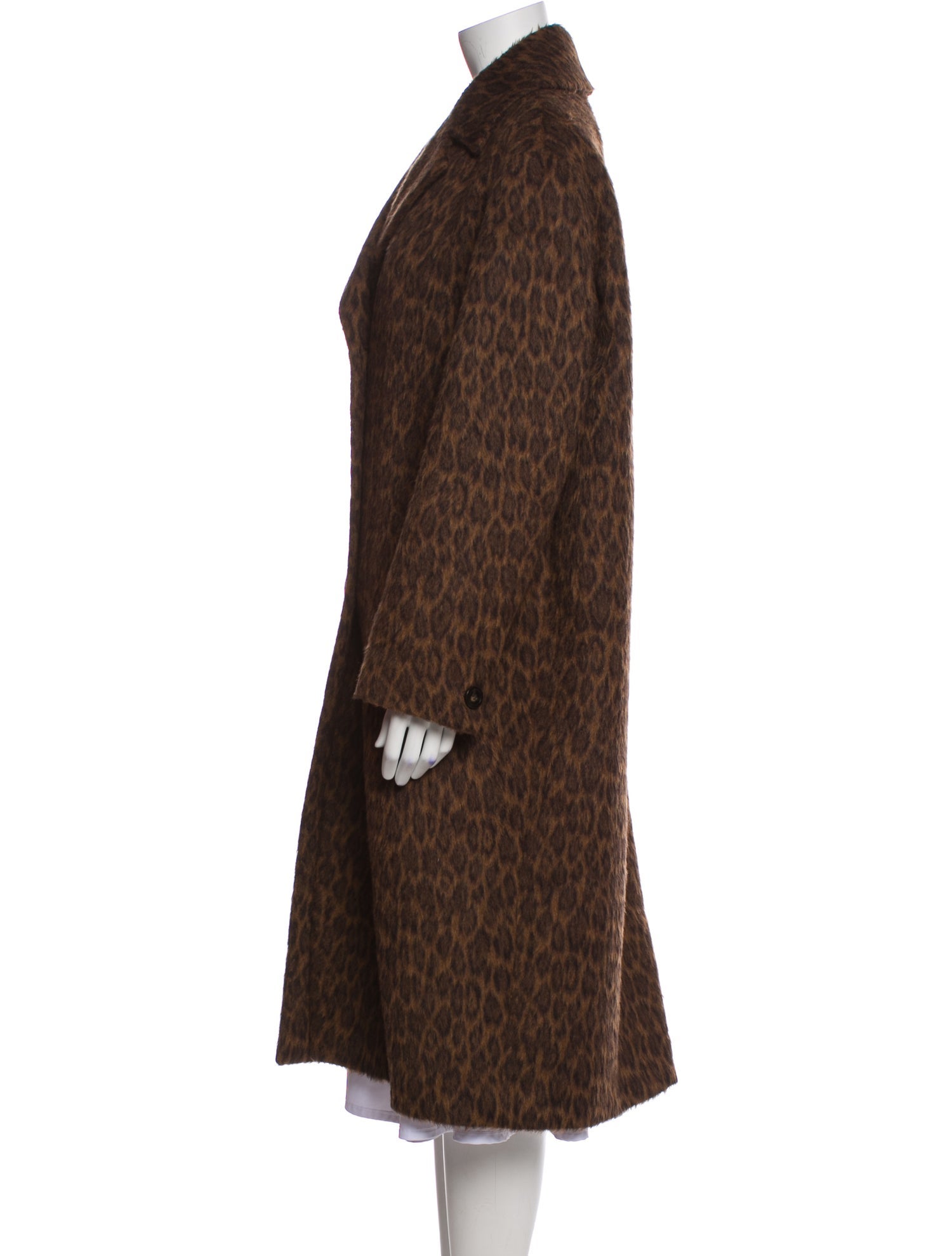 Weekend Max Mara Virgin Wool Animal Print Faux Fur Coat