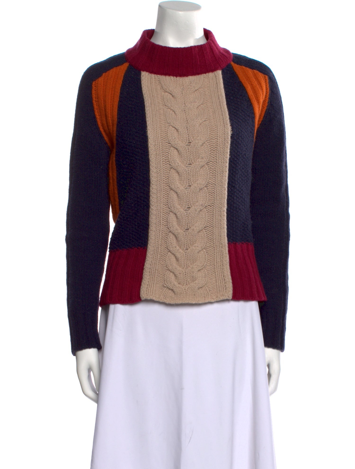 Weekend Max Mara Virgin Wool Colorblock Pattern Sweater