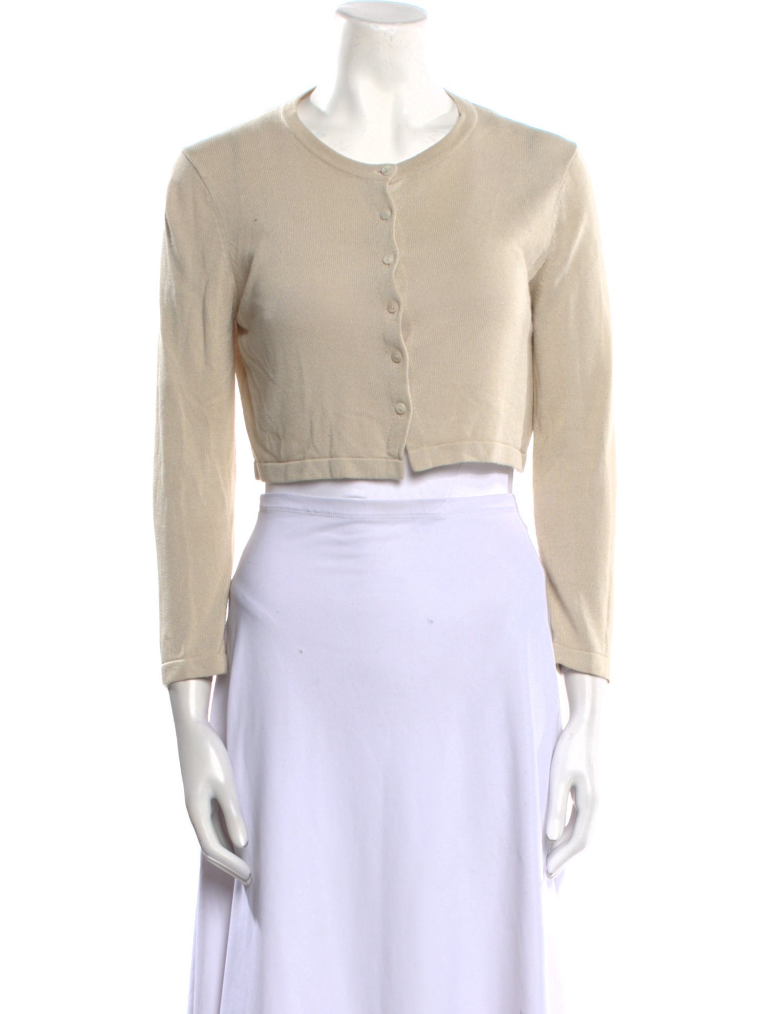 Weekend Max Mara Crew Neck Three-Quarter Sleeve Crop Top