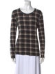 Weekend Max Mara Plaid Print Scoop Neck Top