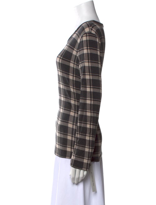 Weekend Max Mara Plaid Print Scoop Neck Top